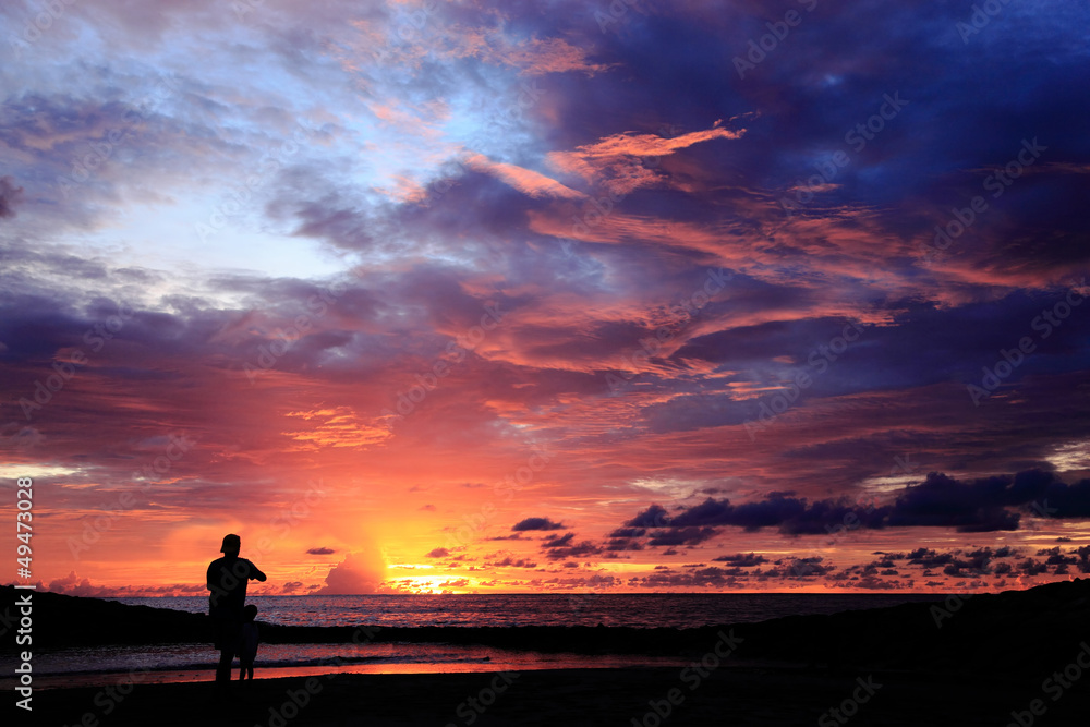Fototapeta premium Beautiful sunset at Kuta Beach, Bali