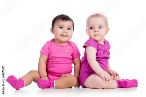 Funny babies girls sitting ...