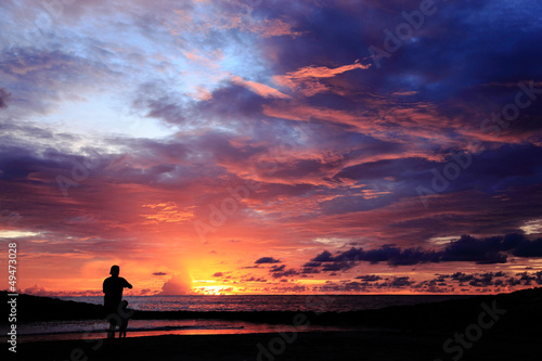 Beautiful sunset at Kuta Beach, Bali photo