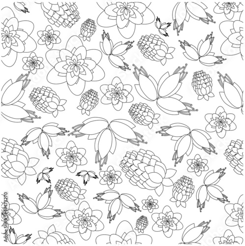 pattern from berries and flowers on a white background