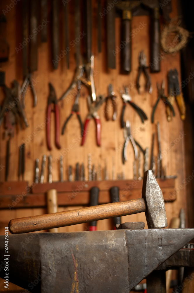 Hammer on the anvil workshop tool Hammer on the anvil workshop tool