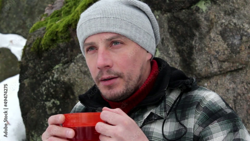 Tourists travel in winter - portrait Tourists travel in winter - portrait