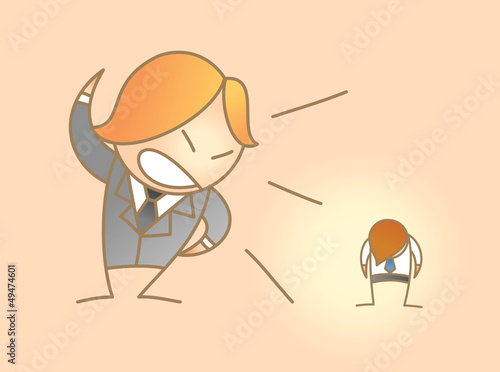 cartoon character of boss yelling at employee