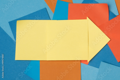 Yellow arrows of paper notes