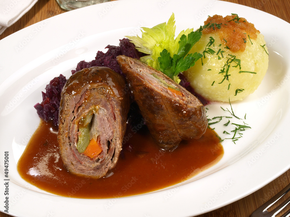 Rinderroulade mit Rotkohl und Knödel Stock Photo | Adobe Stock Rinderroulade mit Rotkohl und Knödel Stock Photo | Adobe Stock
