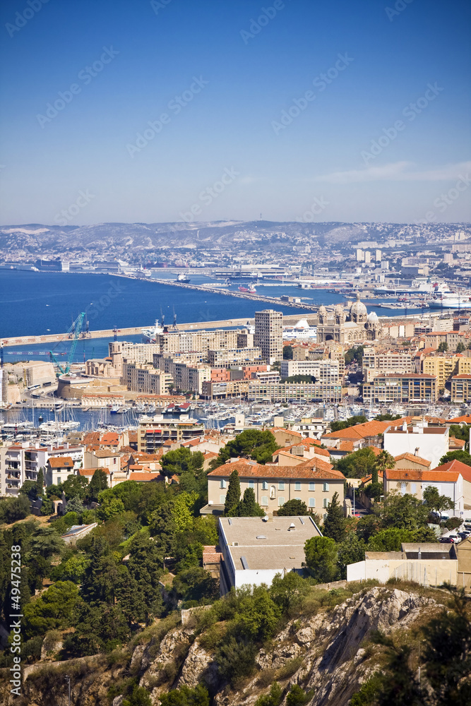 areal view on Marseille from mountian, France