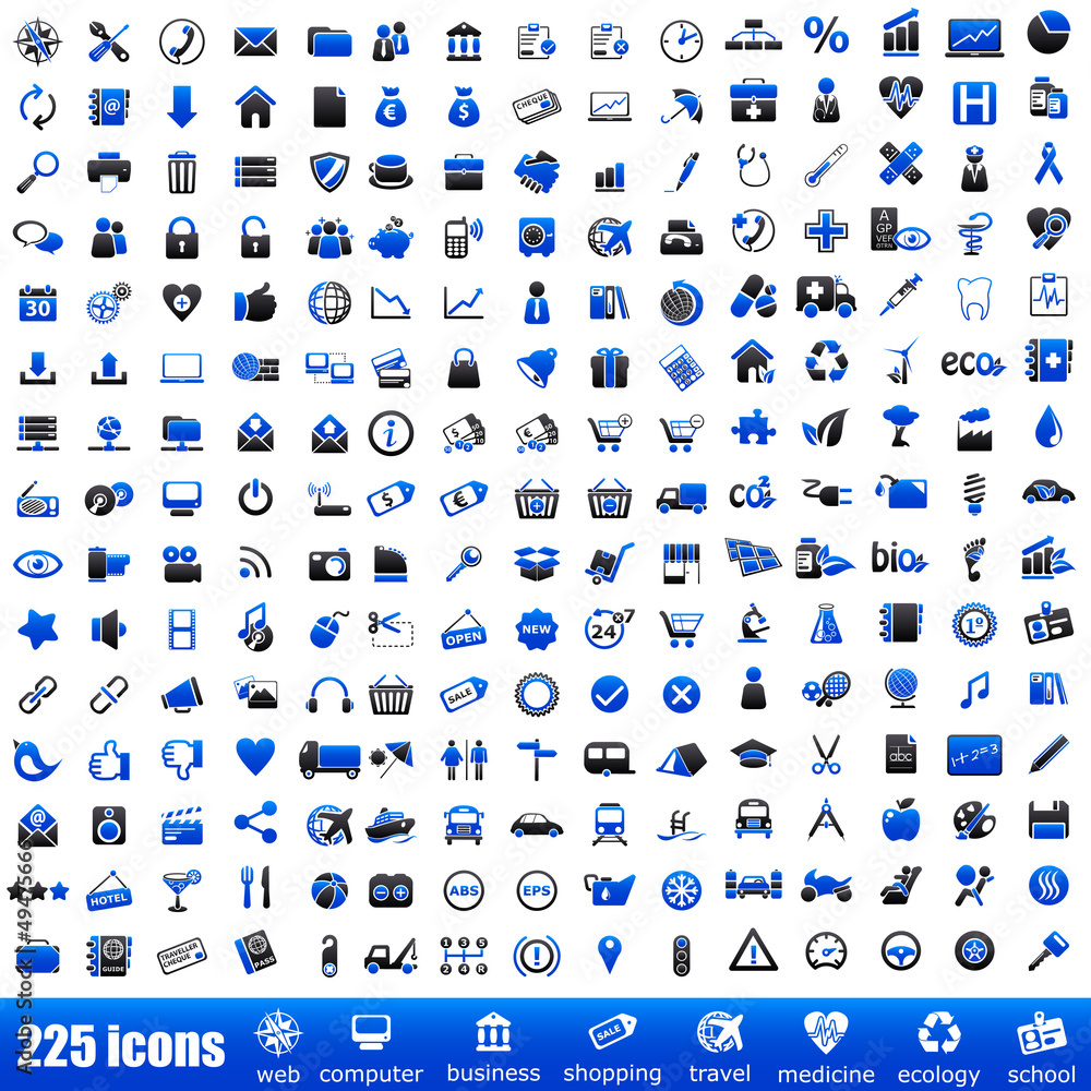 225 navy blue icons