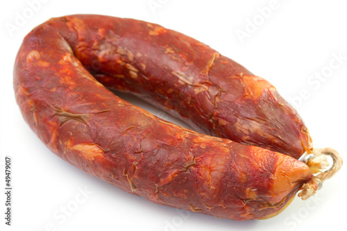 chorizo on white background