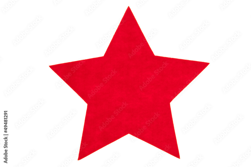 Red felt star isolated on a white background Red felt star isolated on a white background