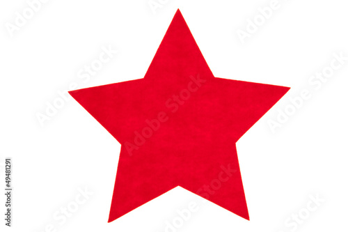 Red felt star isolated on a white background