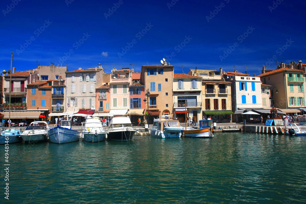 Harbor in amazing town - Cassis with yachts, France,