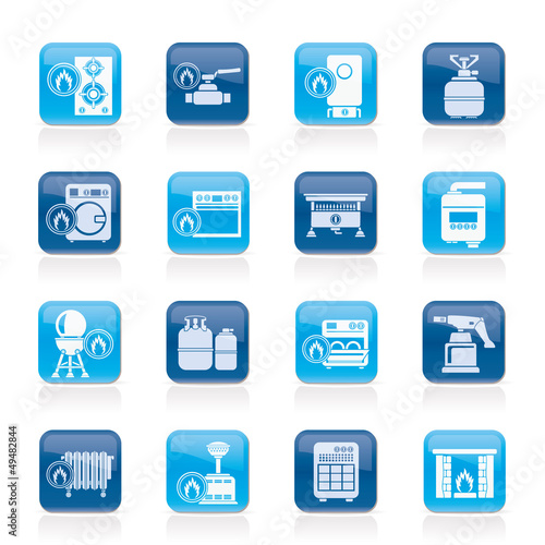Household Gas Appliances icons - vector icon set
