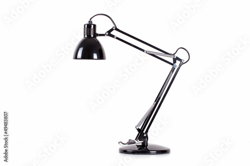 Black desk lamp isolated on white