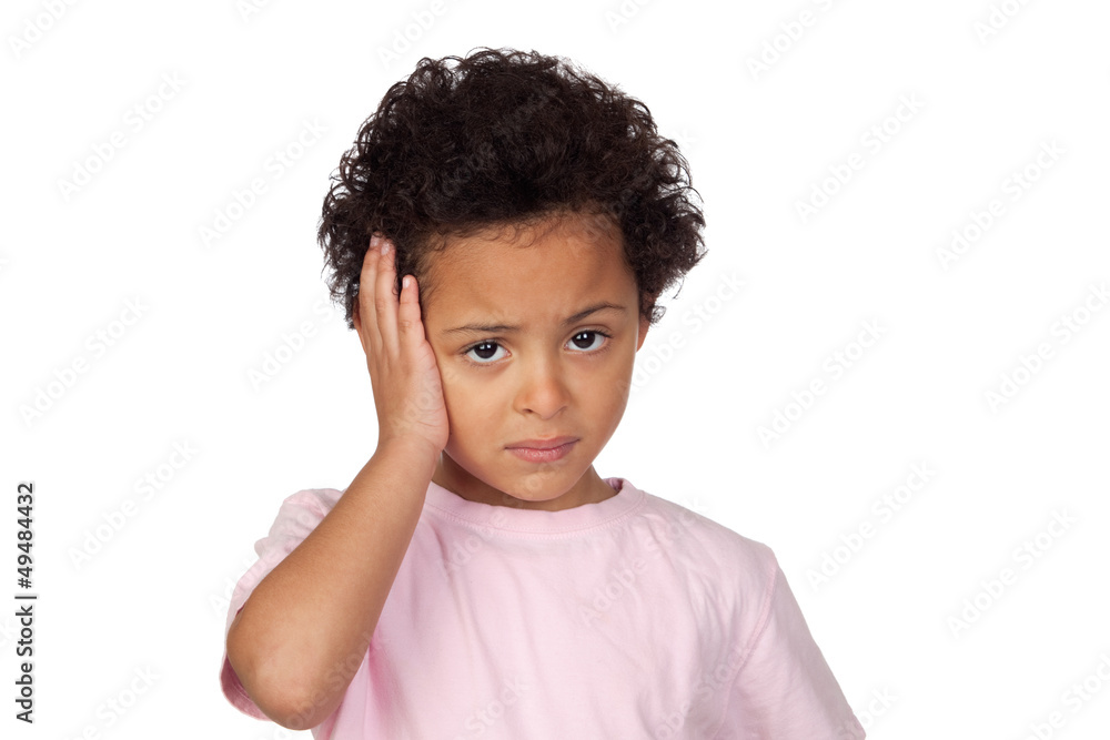 Sad latin child with headache Sad latin child with headache