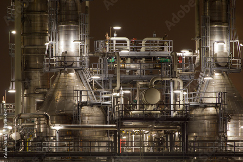Close-up of industrial pipelines of an oil-refinery plant