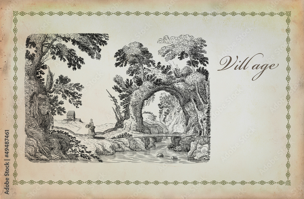 Obraz premium Old village illustration
