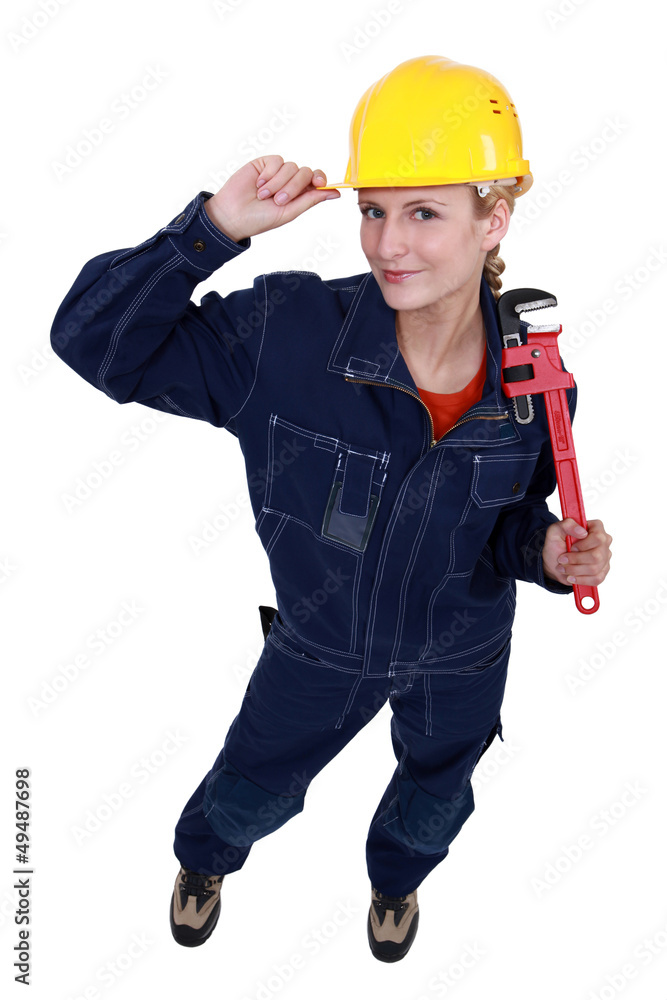 A female plumber. A female plumber.