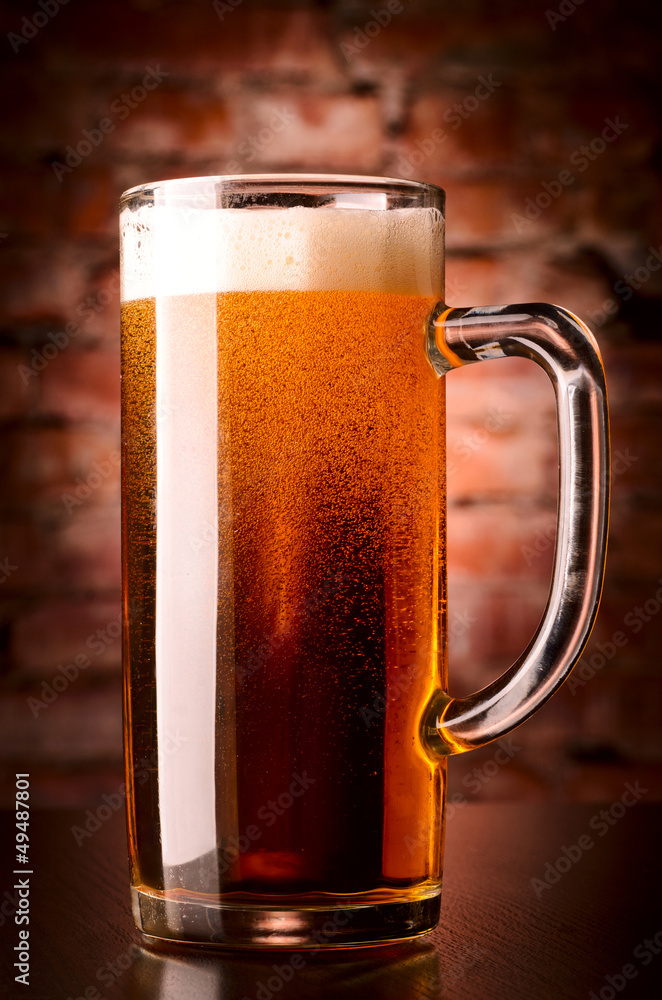 glass of lager on table