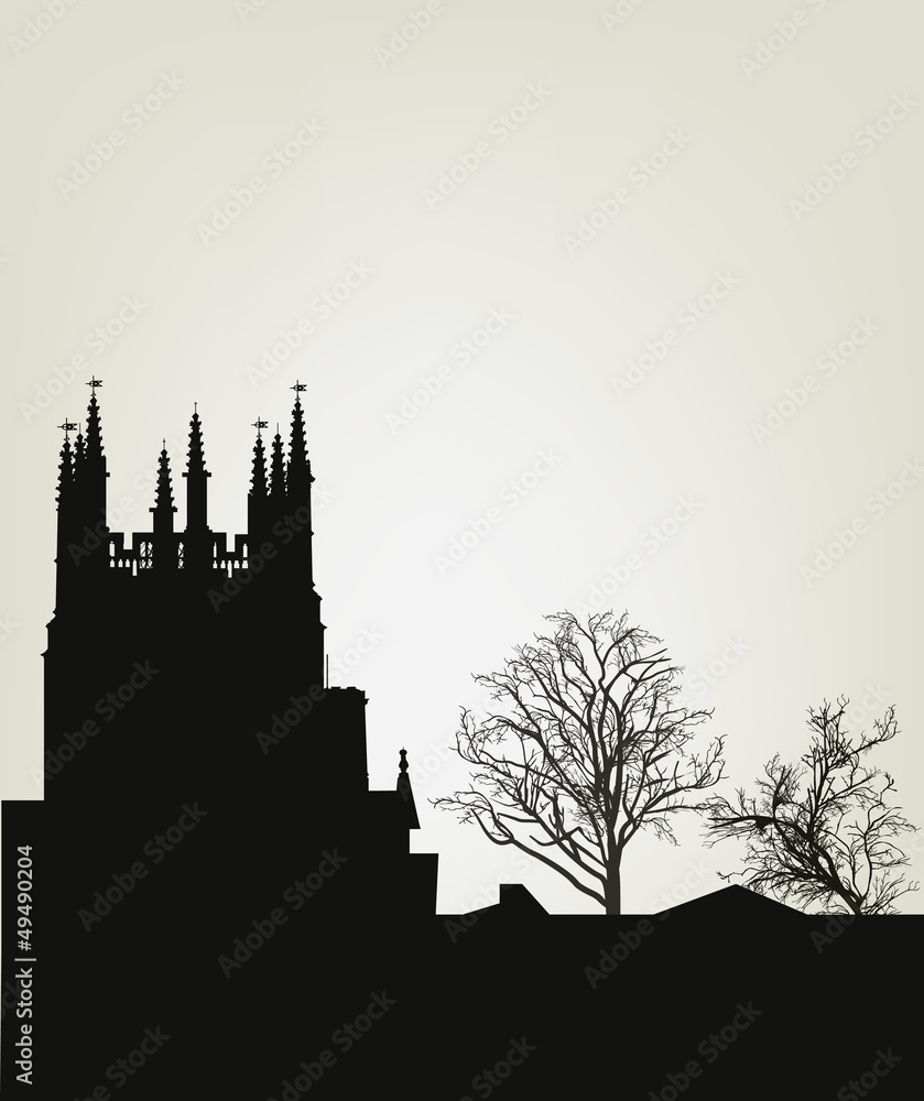 Fototapeta premium castle and bare trees illustration