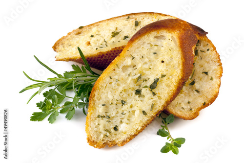 Garlic Bread with Herbs Isolated photo