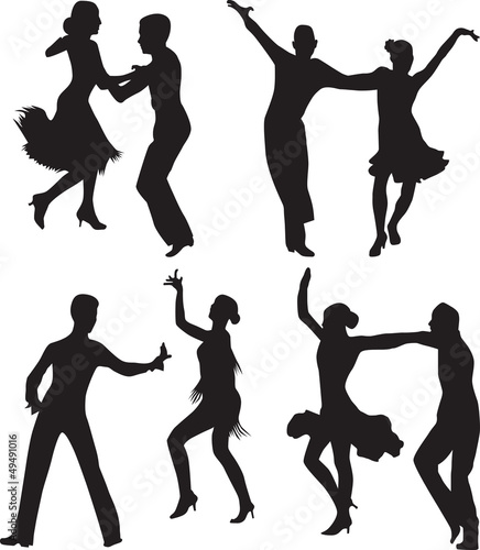 dance people silhouette vector