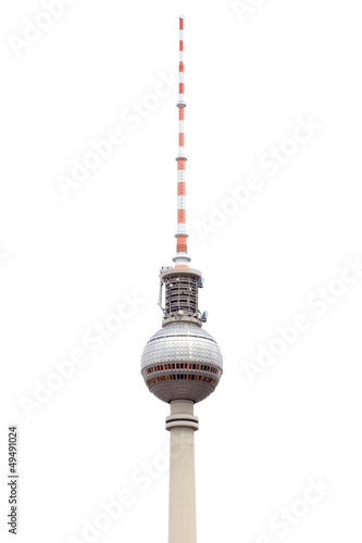 Tv tower in Berlin on white, clipping path included