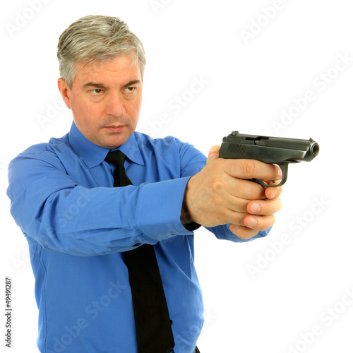 Portrait of adult man with the gun