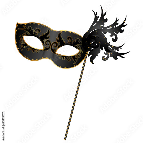 Vector illustration of black and gold mask