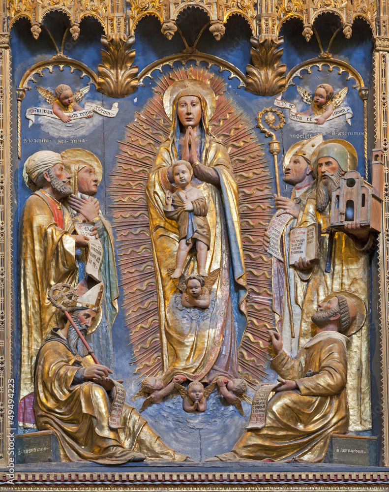 Bergamo - Relief of holy Mary  form church Chiesa del Carmine