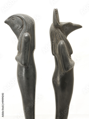Egyptian sculptures of gods, Horus and Anubis