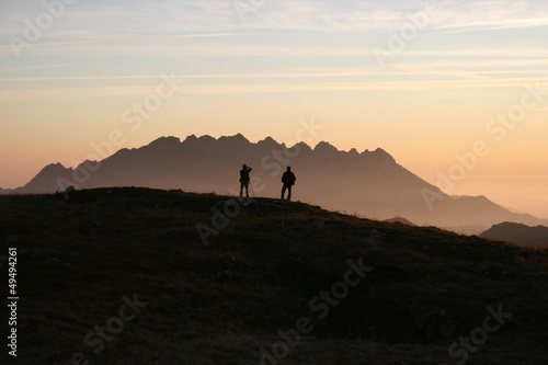 Sunset photographers on the Alps