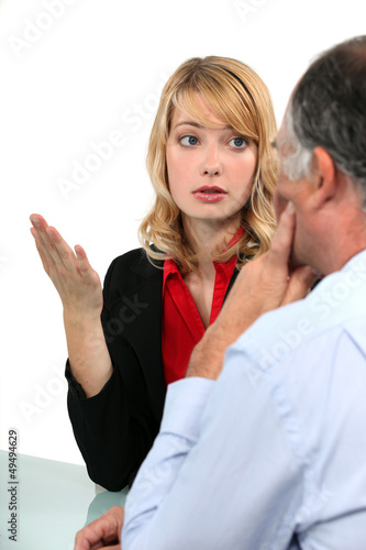 Woman trying to explain her point of view