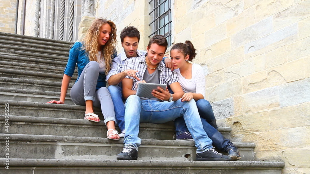 Group of Friends with Digital Tablet Group of Friends with Digital Tablet