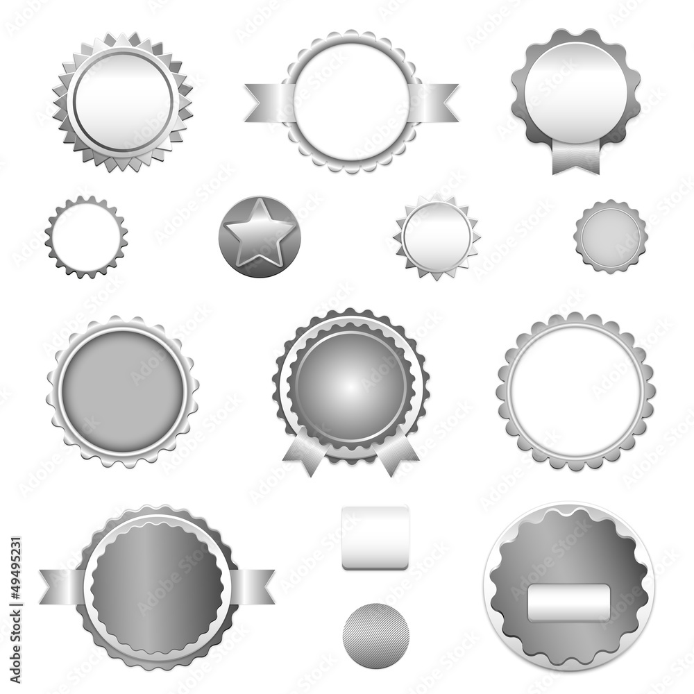 Set of sale badges, labels and stickers without text in gray Set of sale badges, labels and stickers without text in gray