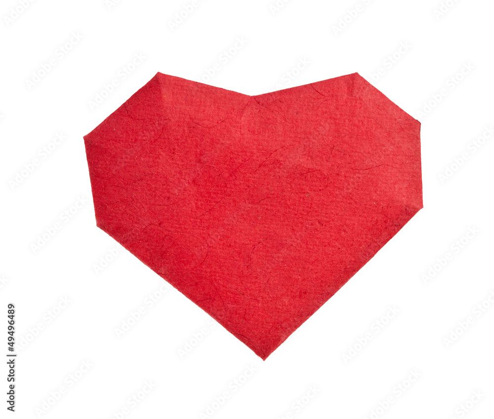 Red paper heart isolated on white Red paper heart isolated on white