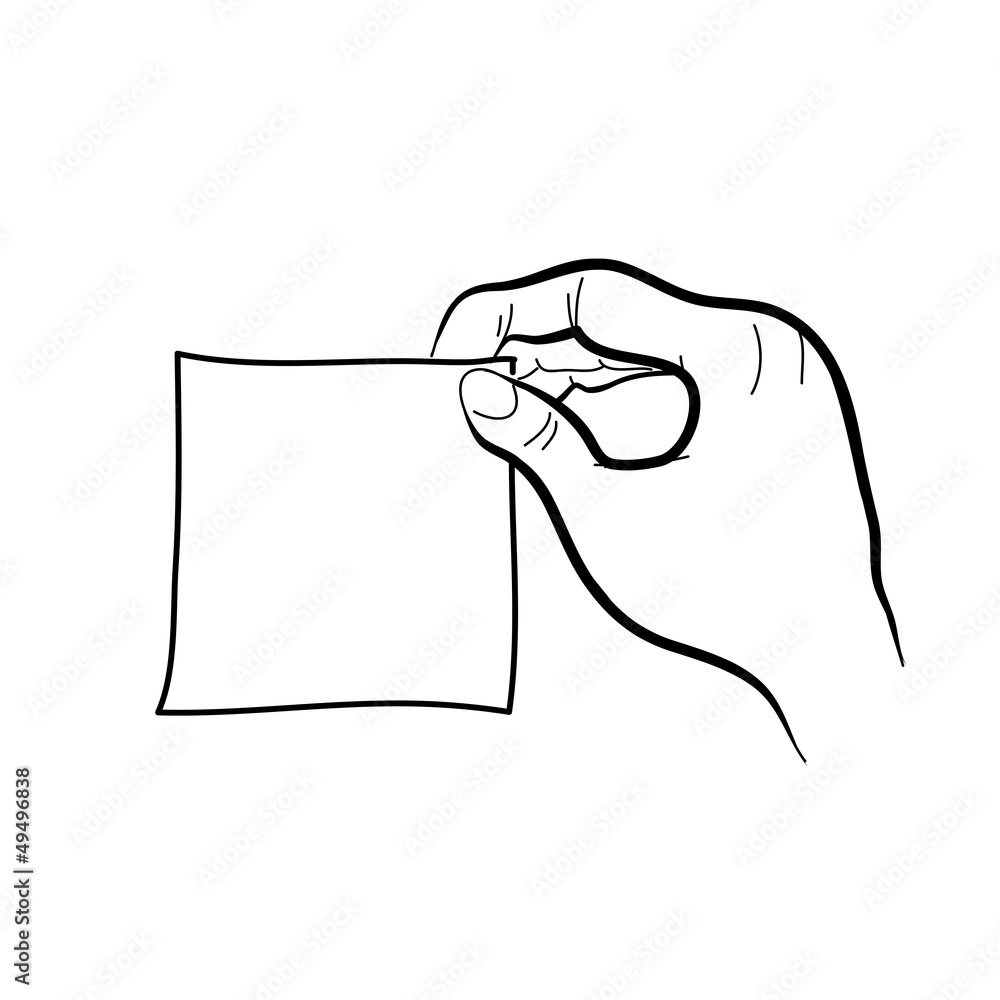 hand drawing hand with paper sticker note hand drawing hand with paper sticker note