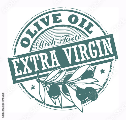 Stamp with the olives and text Extra Virgin Olive Oil, vector