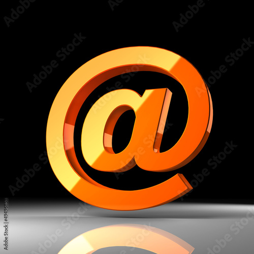 Orange internet sign over black background