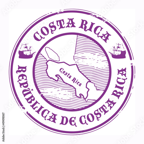 Grunge rubber stamp with the name and map of Costa Rica, vector
