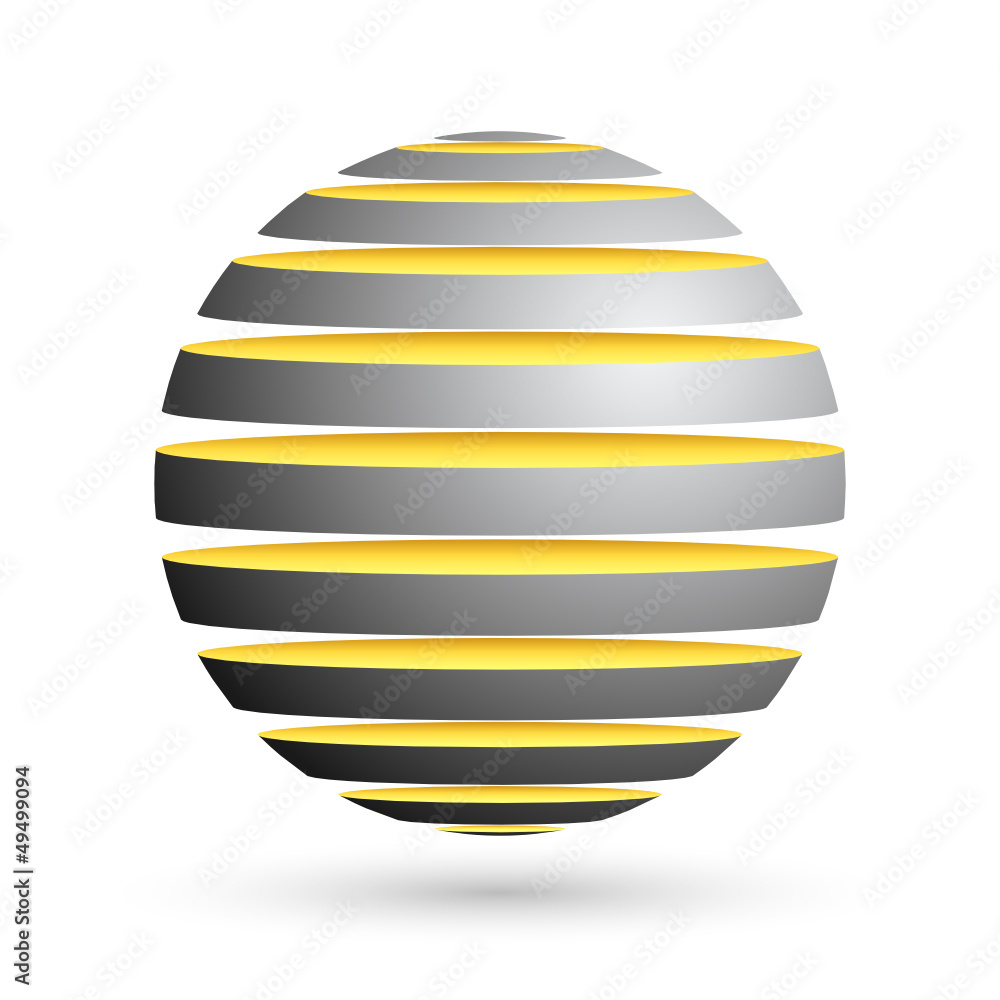 Abstract business globe logo design, 3d icon