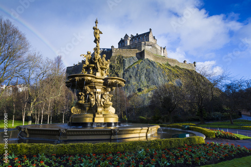 Ross Fountain and Edinburgh Castle photo
