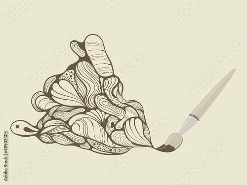 Vector Brush Painting Funky Swirl