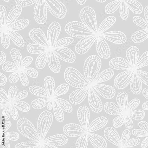Abstract seamless floral pattern with white flowers