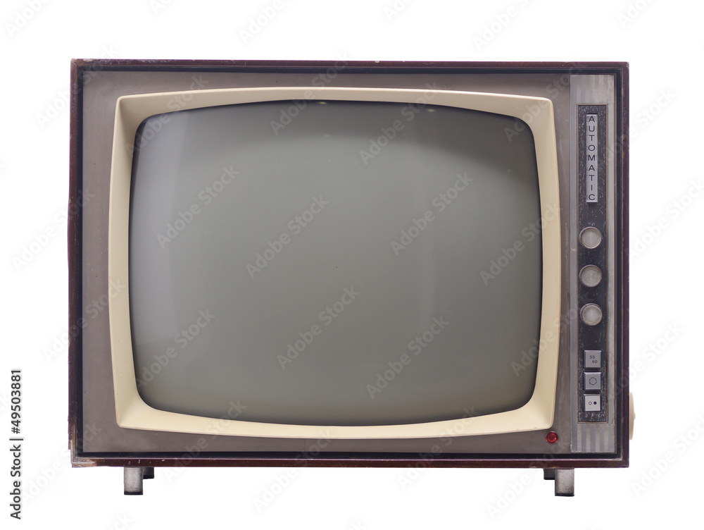 vintage television isolated on white background