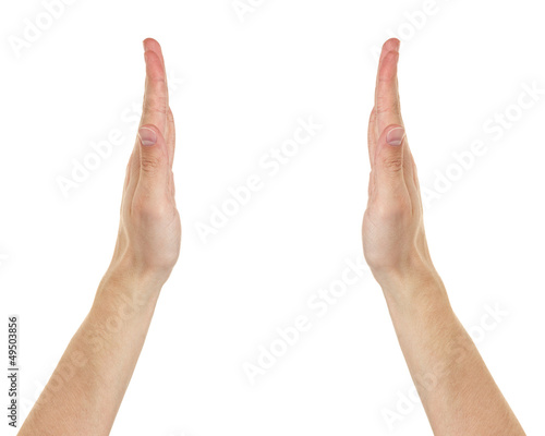 adult male hands measurisng something