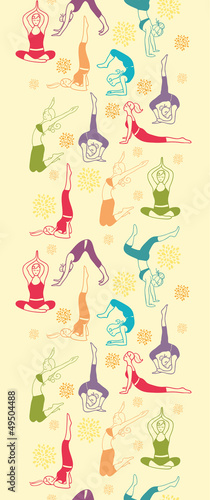 Vector workout fitness girls vertical seamless pattern