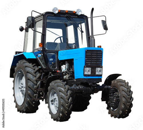 Blue tractor isolated