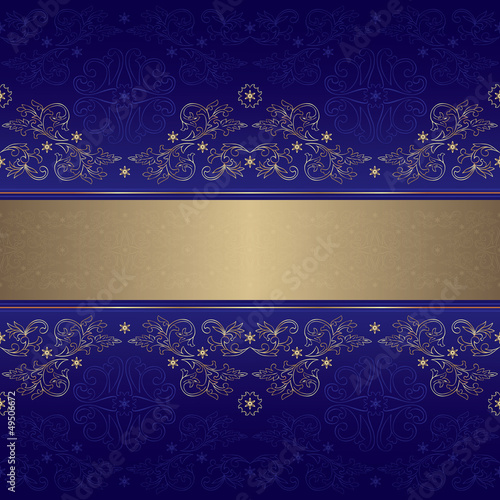 Template with ornate floral seamless pattern on a violet backgro