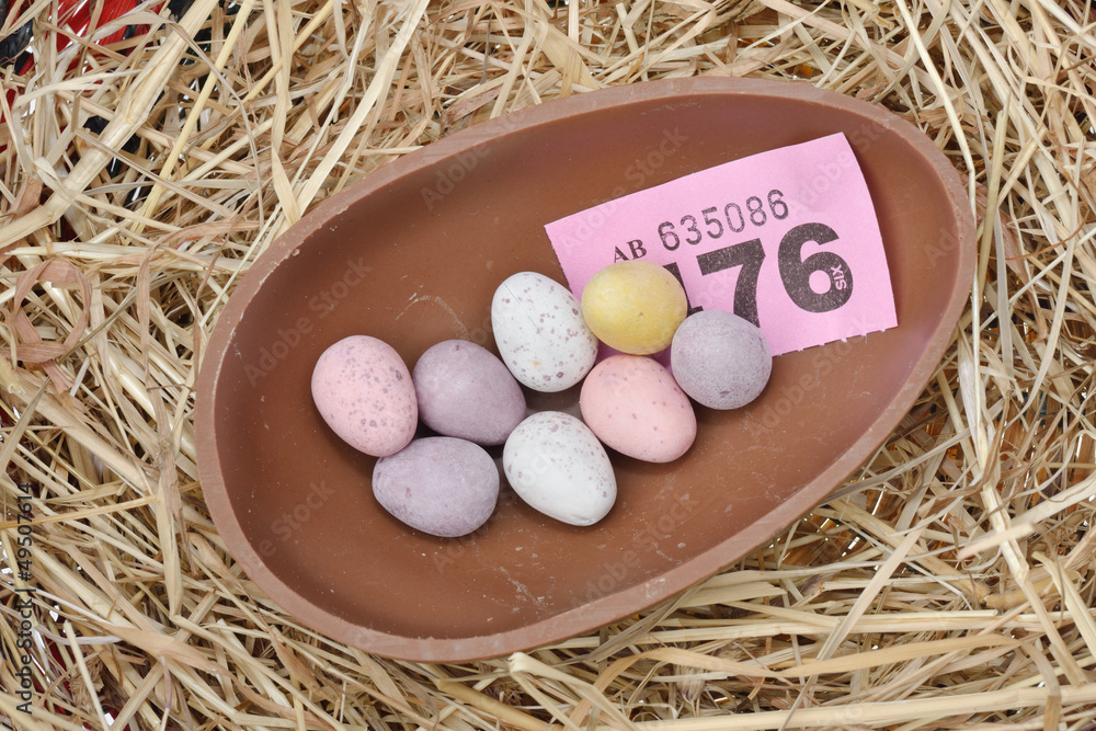 Fototapeta premium Chocolate Easter Egg as Prize