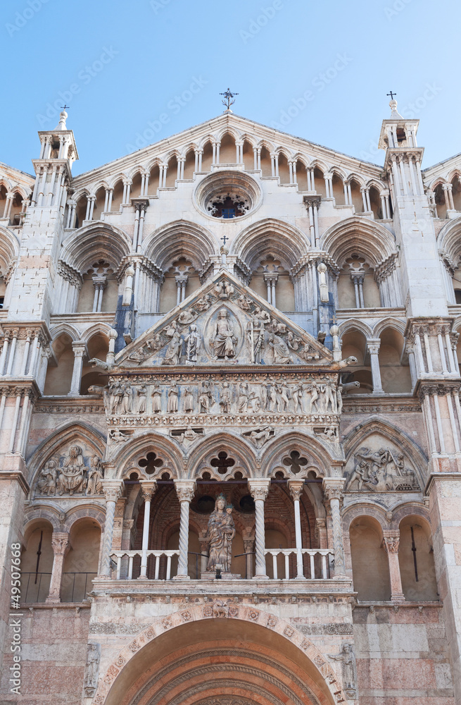 facade of Ferrara Cathedral, Italy